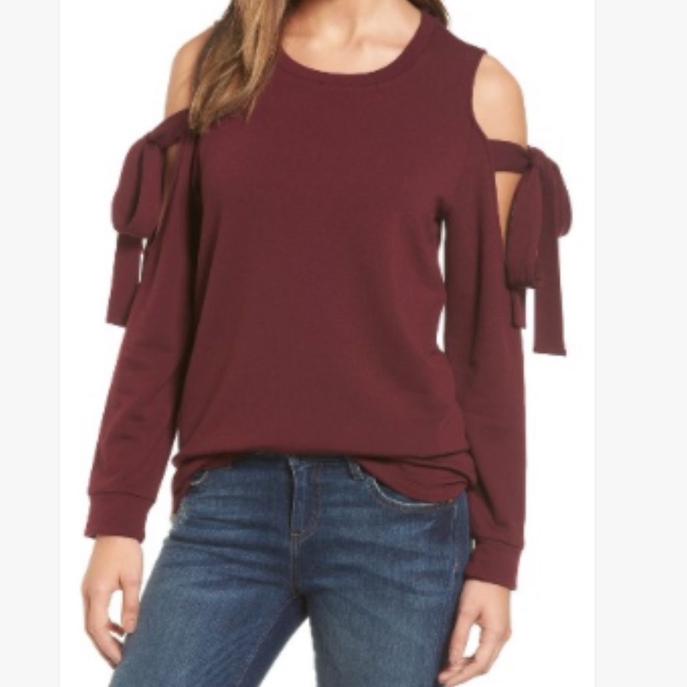 Pleione Burgundy Tie sleeve pullover size M